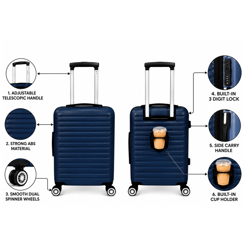 (image for) T-HC-US-1861 Navy EasyJet Approved Cabin Suitcase